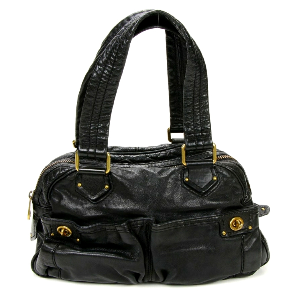 Marc Jacob's black leather grained shoulder bag